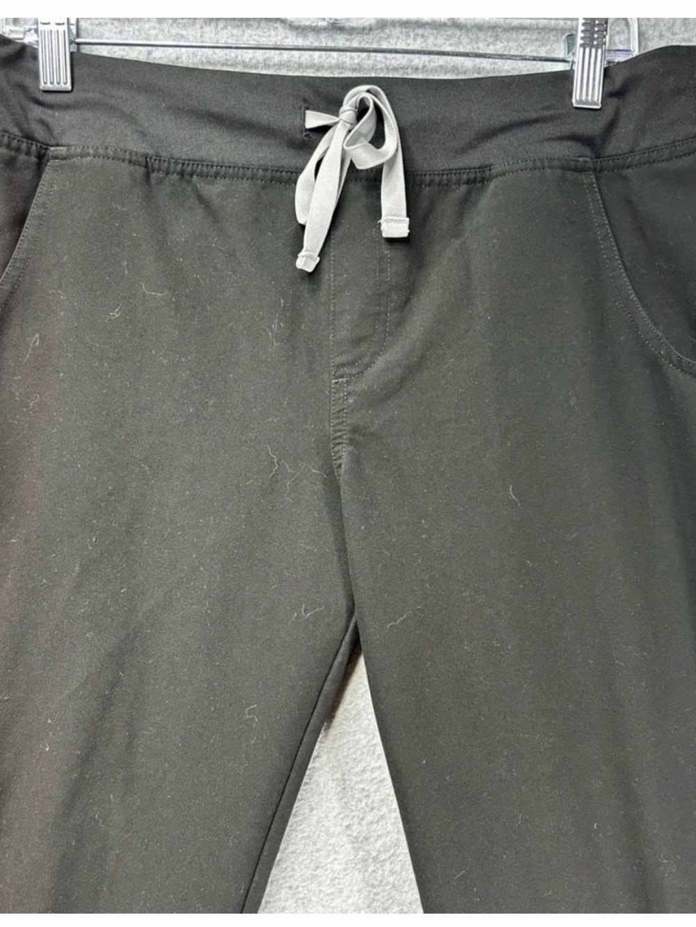 Figs Black Track Pants with Gray Drawstring